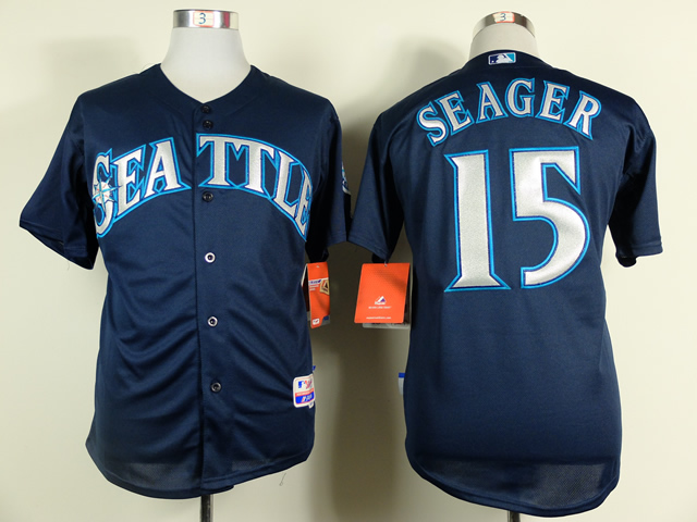 Men Seattle Mariners 15 Seager Blue MLB Jerseys